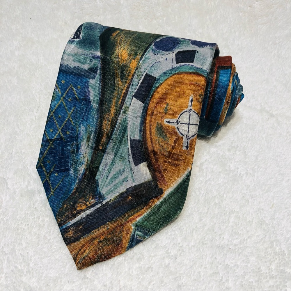 Ermenegildo Zegna Mens Tie Necktie Spiritual Symbolic Sacred Abstract Italy